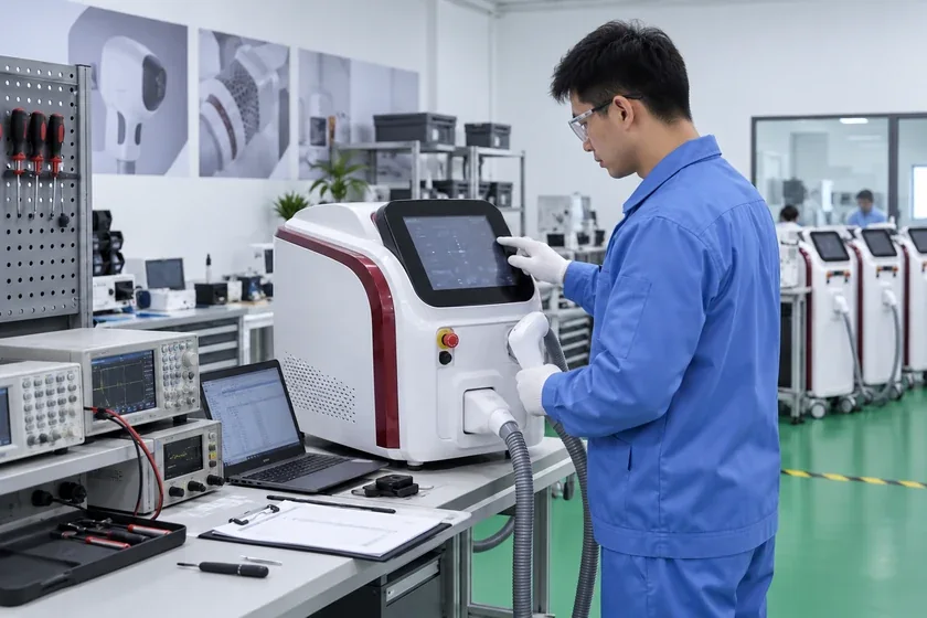 Inspección y control de calidad de máquinas estéticas